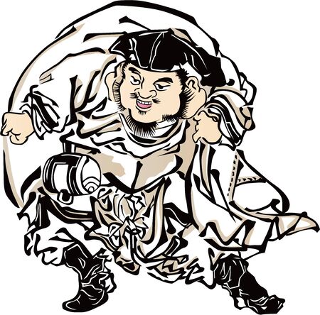 God of fortune carrying a big bagのイラスト素材