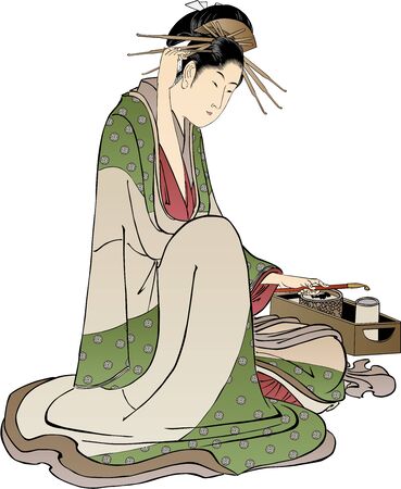 a woman sitting on her kneesのイラスト素材