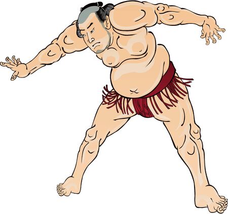 A sumo wrestler with his hands openのイラスト素材