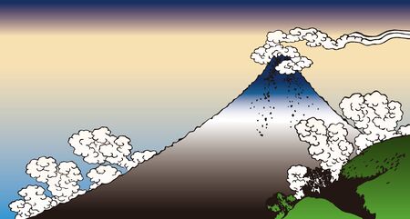 Mt. Fuji with cloudsのイラスト素材