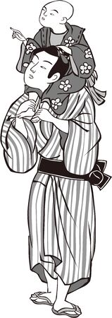 Parent and child who are shoulderのイラスト素材