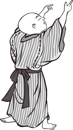 a child pointing upのイラスト素材
