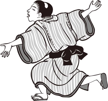 Japanese children running aroundのイラスト素材