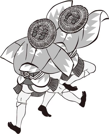 The back of a man dressed as a festivalのイラスト素材