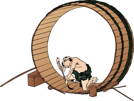 a carpenter making barrelsのイラスト素材