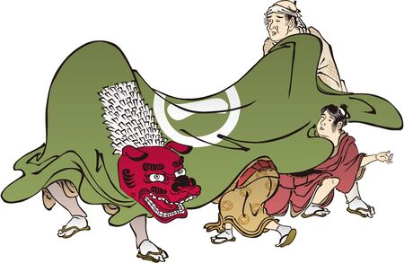 Lion dance at the festival in Japanのイラスト素材