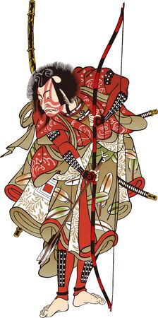 a samurai with a bow and arrowのイラスト素材