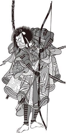 a samurai with a bow and arrowのイラスト素材