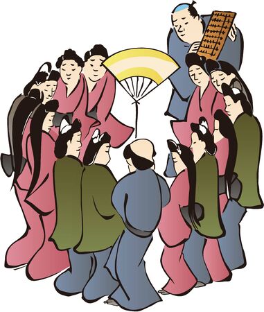 A townman enjoying the festivalのイラスト素材