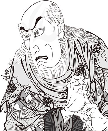 a kabuki actor who is casting a spellのイラスト素材