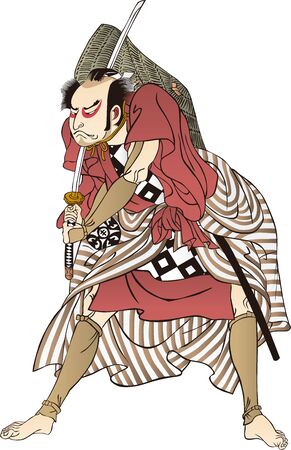 a kabuki actor with a swordのイラスト素材