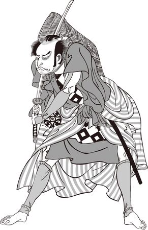 a kabuki actor with a swordのイラスト素材