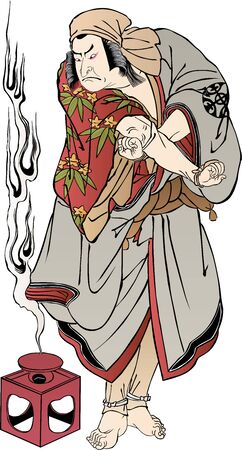 a kabuki actor who is casting a spellのイラスト素材