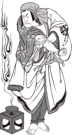 a kabuki actor who is casting a spellのイラスト素材