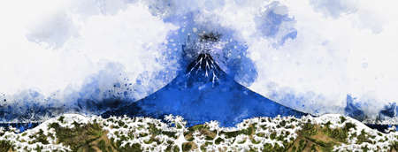 Blue horizontal Mt. Fujiの写真素材