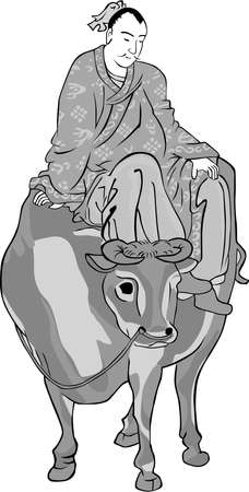 Ukiyo-e Hikoboshi on a cow Part 1のイラスト素材