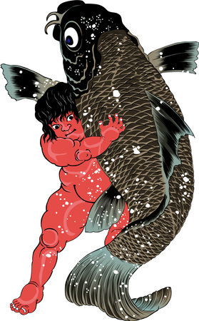 Kintaro and Koi Ukiyo-e Part 2のイラスト素材