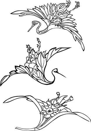 Ukiyo-e Crane Part 16のイラスト素材