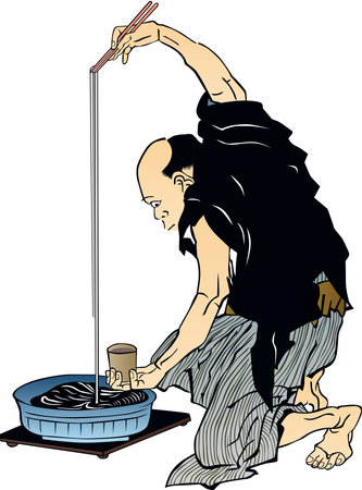 Ukiyo-e Men Eating Part 2のイラスト素材