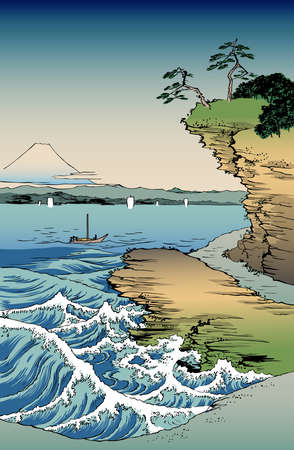 Thirty-six Views of Fuji Boshu Hodano Coastのイラスト素材