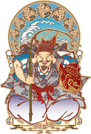 Ukiyo-e Ebisu Part 3 Japanese Gothic versionのイラスト素材