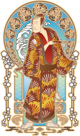 Ukiyo-e Kabuki Actor Part 73 Japanese Gothic Versionのイラスト素材
