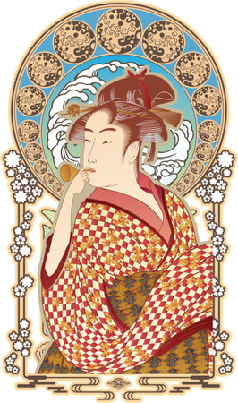 Daughter blowing Edro Colorful Japanese Gothic versionのイラスト素材