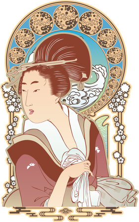 Ukiyo-e Female Part 98 Japanese Gothic Versionのイラスト素材