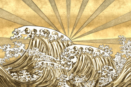 abstract gold background with some folds in it and some spots on itの写真素材