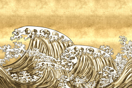 Ukiyo-e Wave Part 26 Gold Versionの写真素材