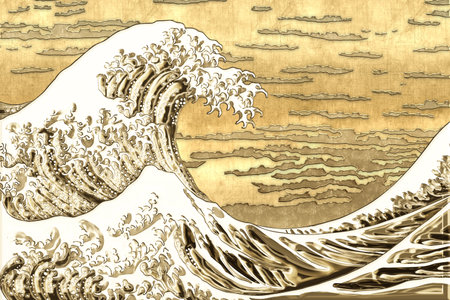 Kanagawa Okinami Ura Gold Versionの写真素材
