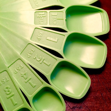 Vintage green measuring spoons.の写真素材