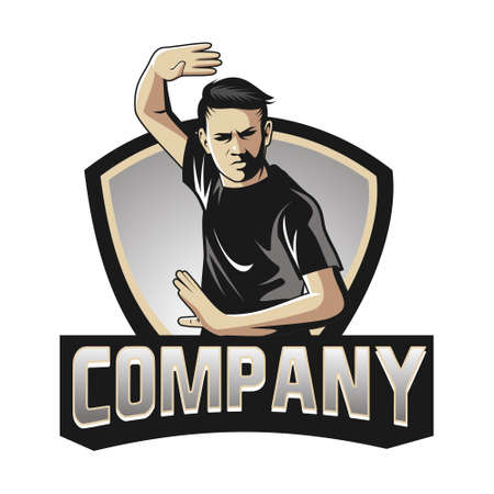 martial arts teacher in black clothesのイラスト素材