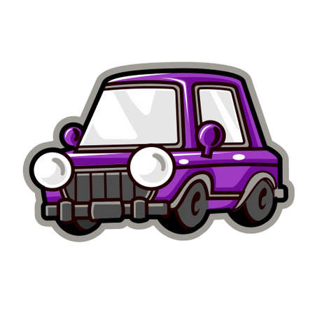 Cute little purple car with round lightsのイラスト素材