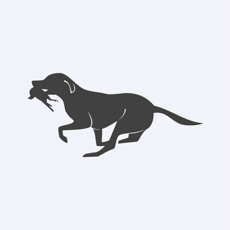 Labrador hunting bird silhoutte design illustration on gray backgroundのイラスト素材