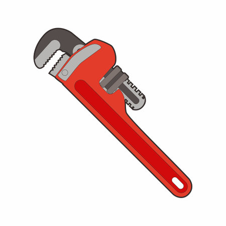 Pipe Wrench. Tool repair contruction. Flat color designのイラスト素材
