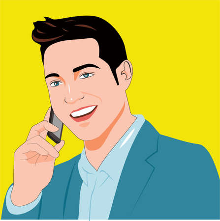 Man wearing a suit and taking a call from his client. Businessman worker.
