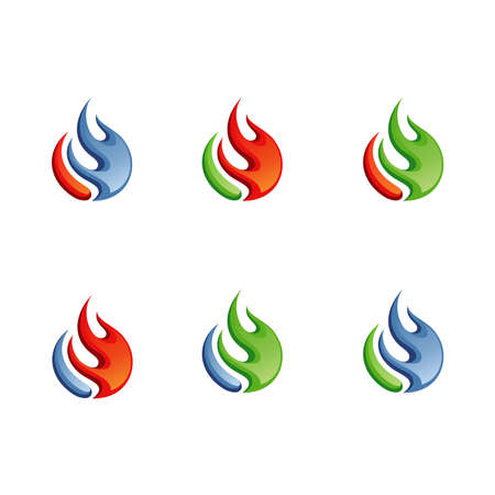 Oil gas flame set of color collection logo vector image designのイラスト素材