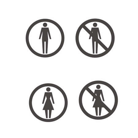 Man and Woman or No Man and No Woman Icon illustration. Black color on white background. vector imageのイラスト素材