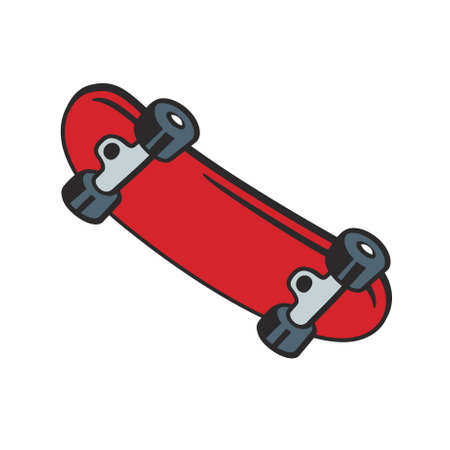 Red skateboard ,longboard, pennyboard on white background. Vector imageのイラスト素材