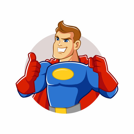 Superhero with blue costume. Vector imageのイラスト素材