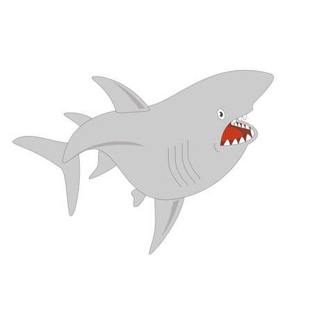 White shark cartoon illustration. Vector imageのイラスト素材