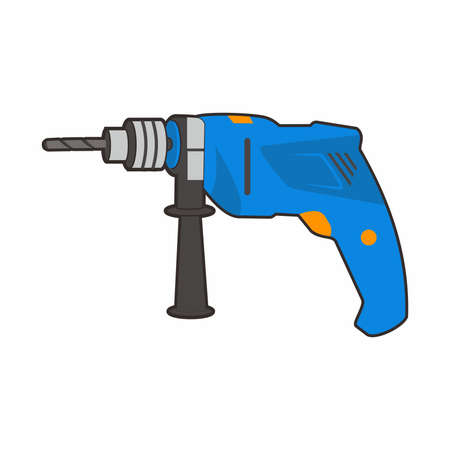 Hand drill. Electric device for the home repair. Vector imageのイラスト素材