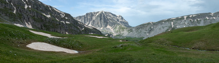 A panoramic view of the Pindus mountain range in Ioannina, Epirus, Greece.の写真素材