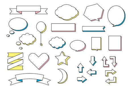 Vector illustration set of pastel colour frames and arrowsのイラスト素材