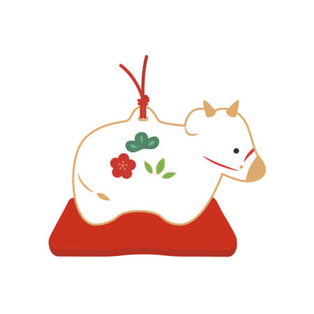 Vector illustration of japanese traditional ox ornamentのイラスト素材