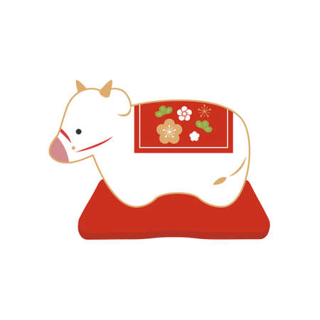 Vector illustration of japanese traditional ox ornamentのイラスト素材