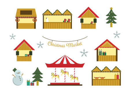 Vector illustration set of christmas marketのイラスト素材