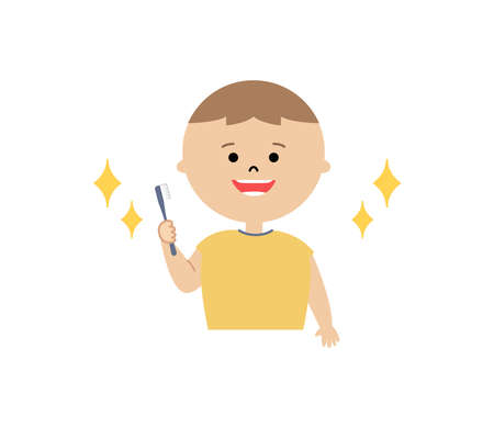Vector illustration of boy smiling with clean teethのイラスト素材