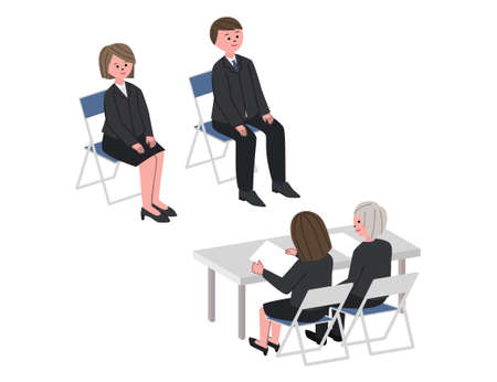 Vector illustration of face to face job interviewのイラスト素材